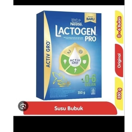LACTOGEN PRO (kemasan baru) 0-6 bulan ACTiV GRO 350 gram.