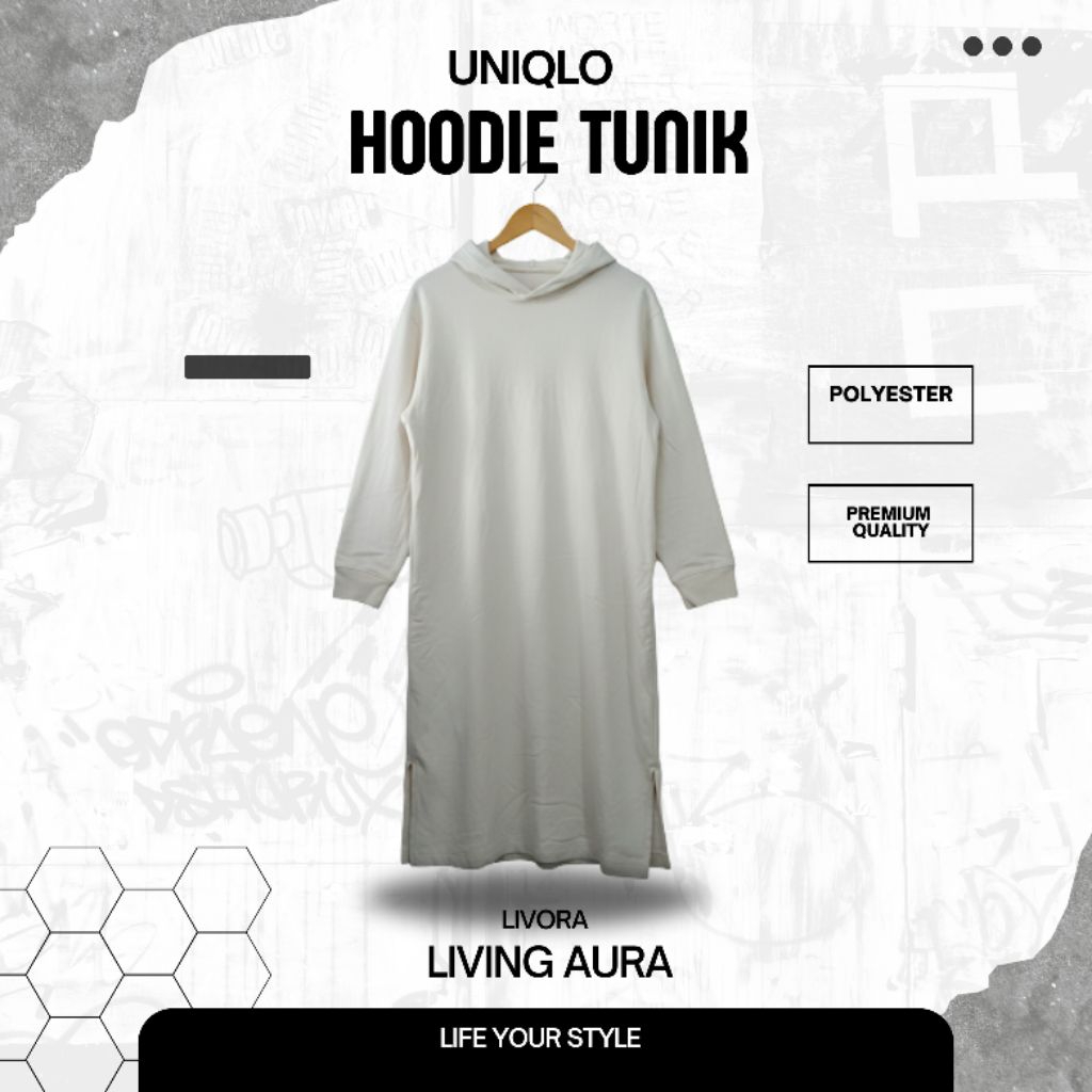Hoodie Tunik Uniqlo Original Warna Cream Dewasa