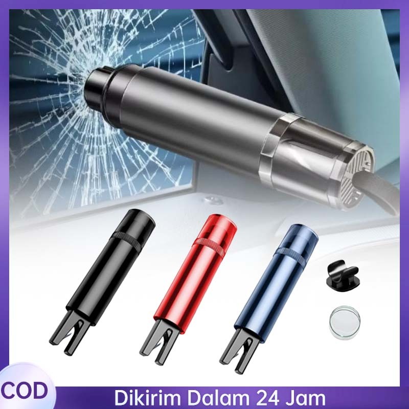 2in1 Pemecah Kaca Mobil Darurat Mini Portabel Alat Pemecah Kaca Mobil Universal Palu Kaca Mobil