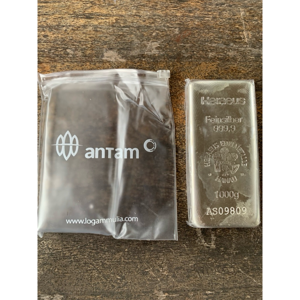 Silver Bar 1kg Heraeus Fine Silver 999.9 Original | Perak Batangan 1000g Bernomor Seri