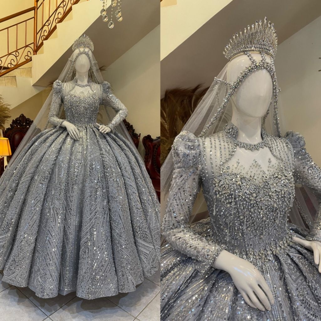 Gaun pengantin wedding muslimah | Gaun pengantin mewah elegan