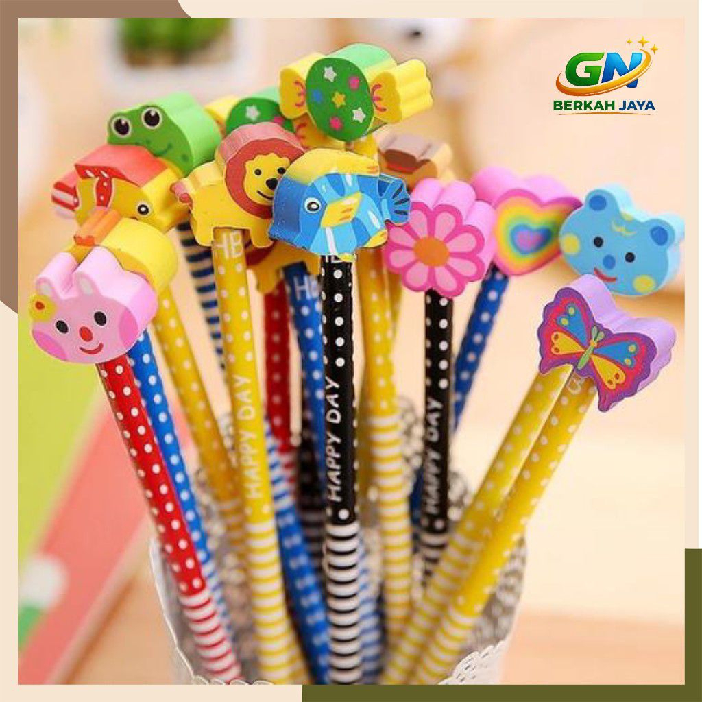 GN - Pensil Karakter Warna Pensil Penghapus Karakter Pensil Penghapus Lucu