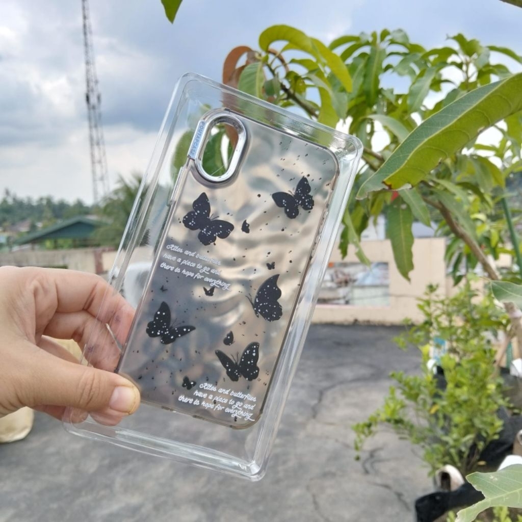 CASE IPHONE HOLOGRAM KUPU-KUPU HITAM ELEGAN MEWAH BERTEKSTUR FOR IPHONE 7, 7+, X, XS, XS MAX, XR, 11