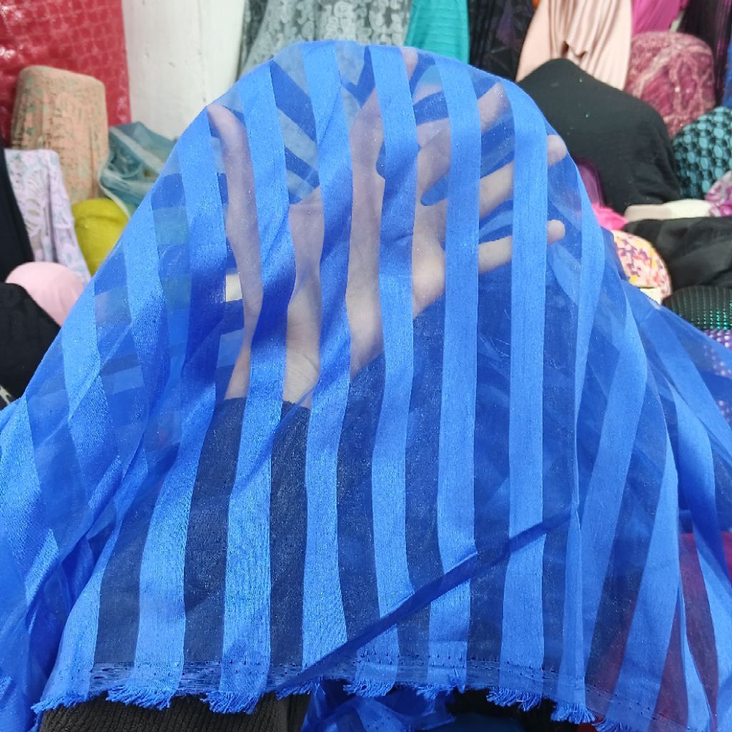 kain organza salur dobi  - kain organza motif - kain organza meteran - organza premium - (harga0,5m)