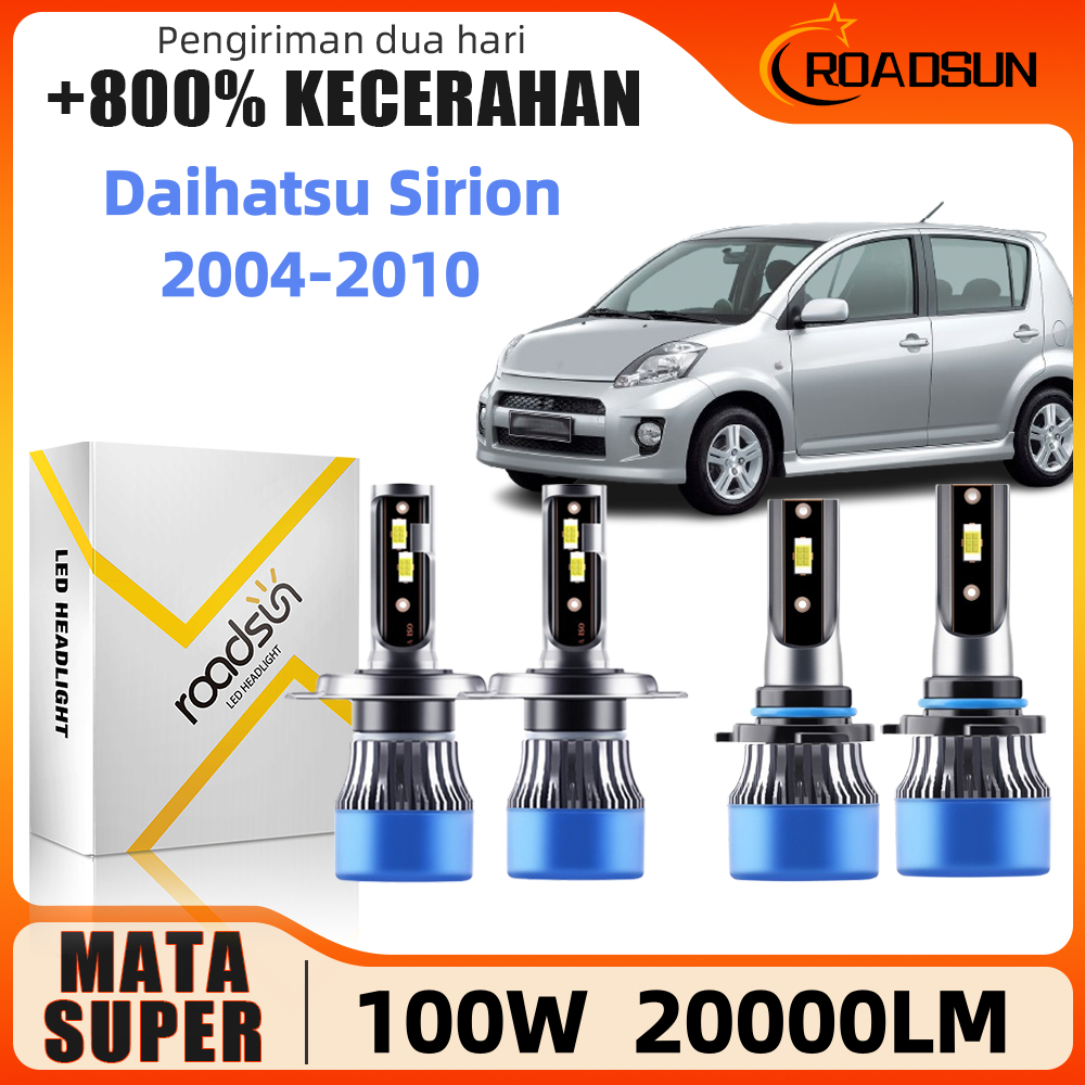 Roadsun 2PCS Super Terang Lampu Depan Mobil LED Hi/Lo Beam Lampu Kabut Cocok untuk Daihatsu Sirion 2