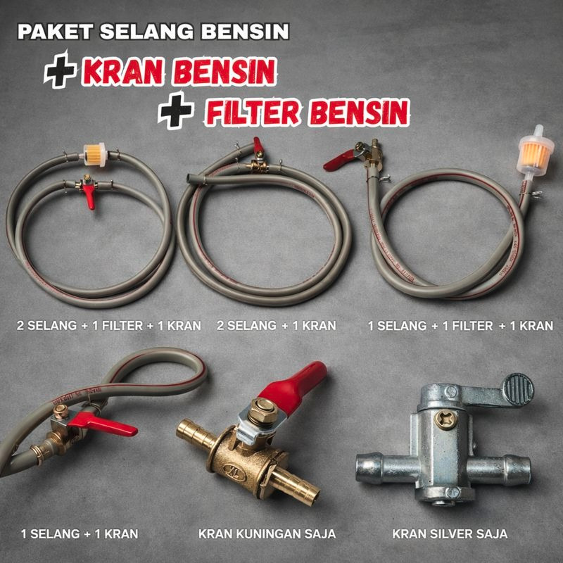 PAKET SELANG BENSIN + KRAN BENSIN + FILTER BENSIN UNIVERSAL