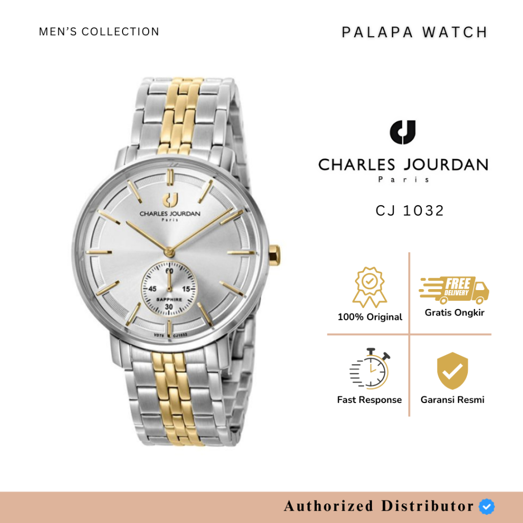 Jam Tangan Pria Charles Jourdan CJ 1032 / cj1032 / 1032 Rantai Original