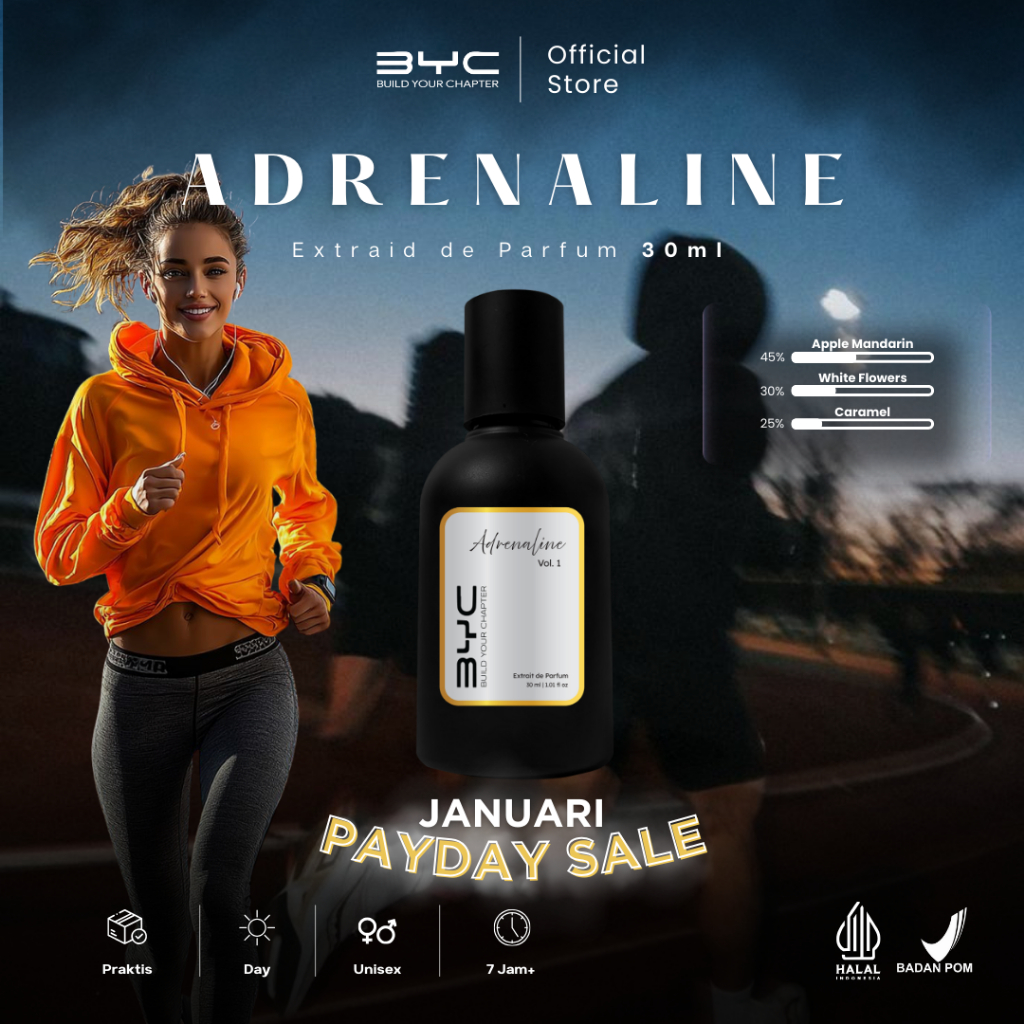 BYC | Build Your Chapter Adrenaline Extrait de parfum 30ml parfum untuk olahraga | Parfum Segar Taha