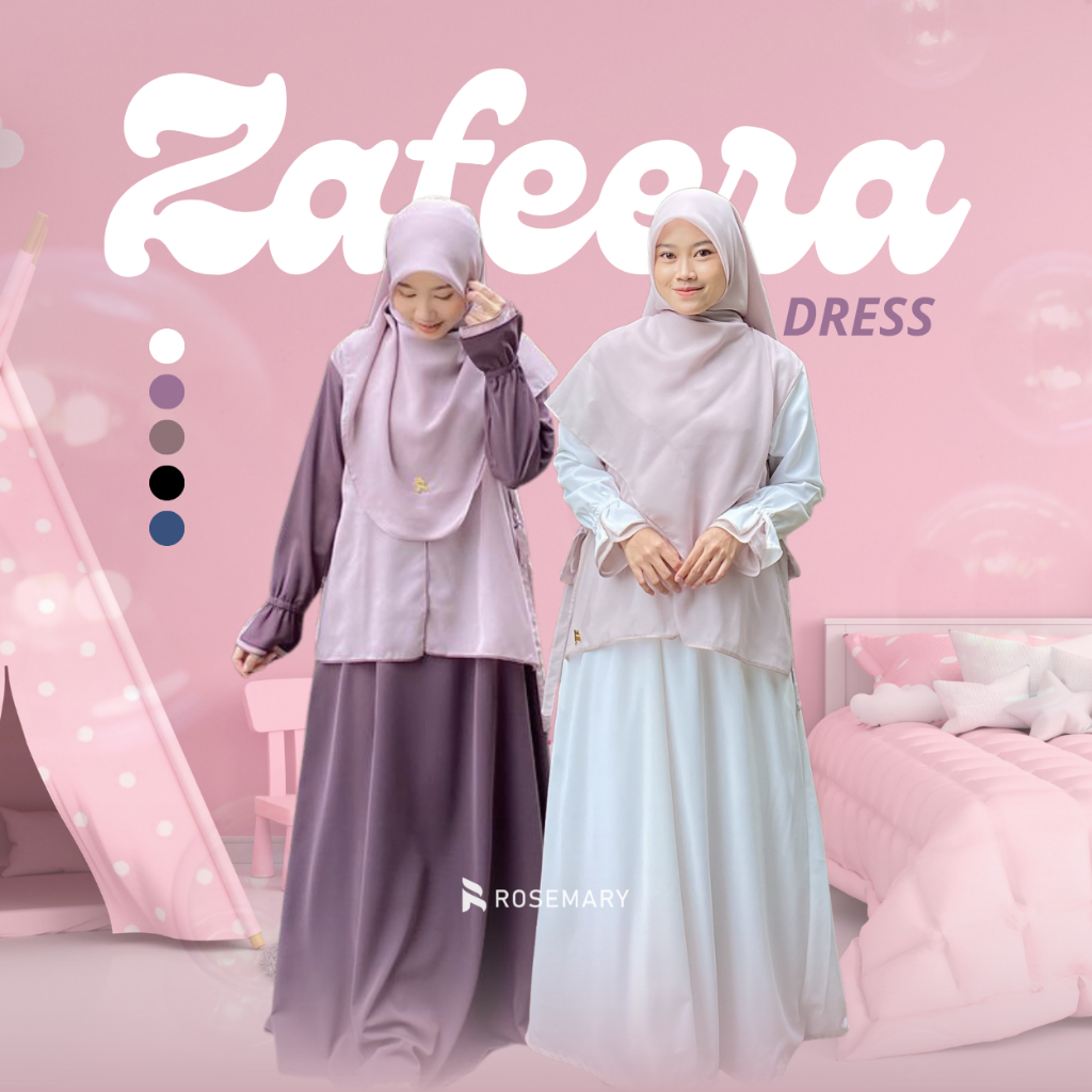 ZAFEERA SET ANTI UV (DRESS DAN ROMPI/VEST)| Dress Rompi Remaja | Dress Korea | Gamis Idul Fitri