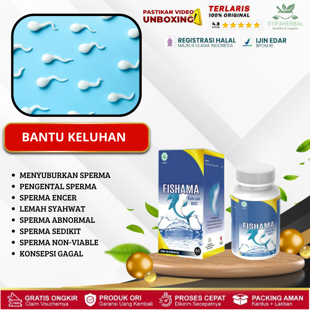 Fishama Vitamin Kesuburan Pria, Penambah Sperma, Pengental Sperma, Sperma Encer, Sperma Abnormal, Sp