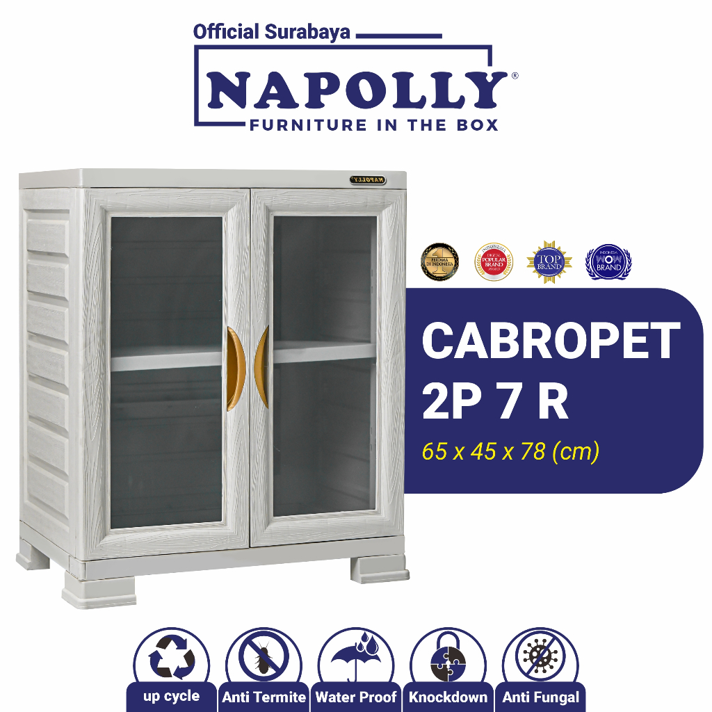 Napolly (Official Surabaya) - Lemari Mini / Kabinet / Buffet Multifungsi 2 Pintu 2 Susun Motif Serat