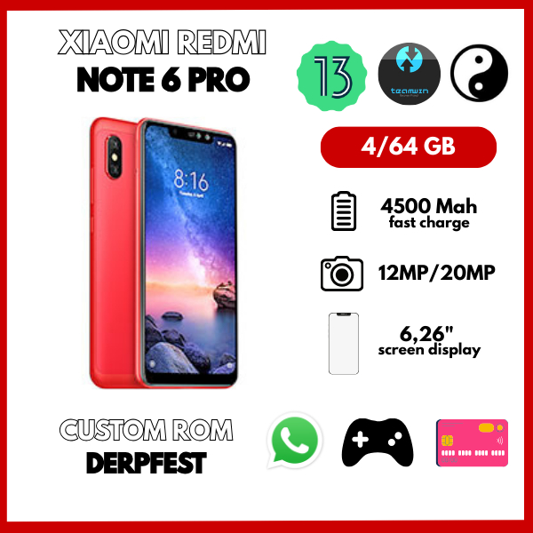 REDMI NOTE 6 PRO 4/64 GB - ANDROID 13