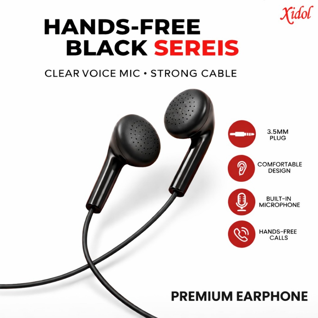 HANDSFREE HEADSET EARPHONE XIDOL BLACK SERIES PREMIUM EARPHONE
