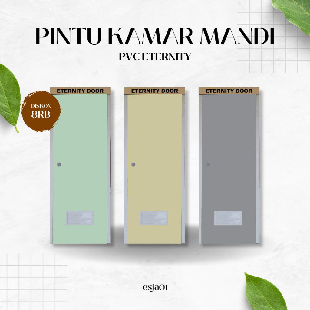 Pintu Toilet s PVC / Pintu Kamar Mandi Eternity Door Pintu Pvc Kamar Mandi Putih Abu Coklat Biru