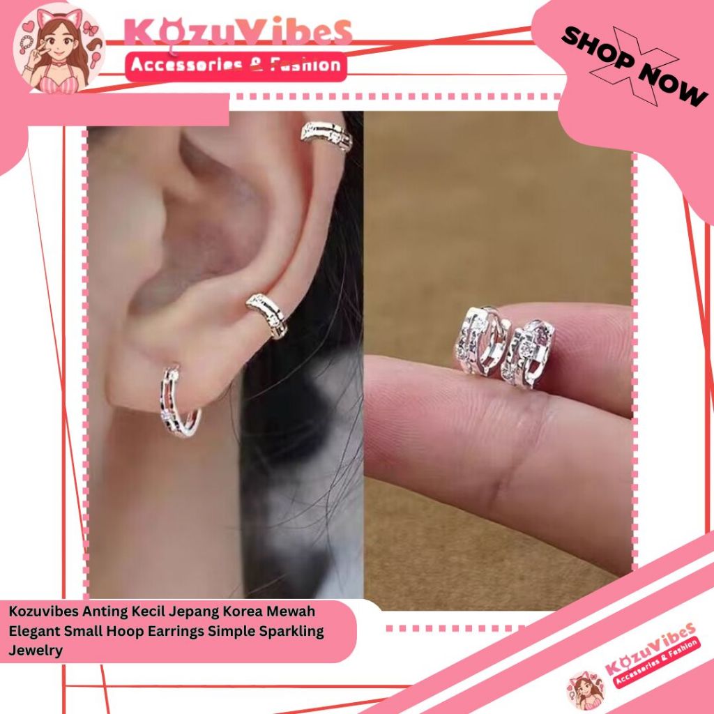 Kozuvibes Anting Kecil Jepang Korea Mewah Elegant Small Hoop Earrings Simple Sparkling Jewelry