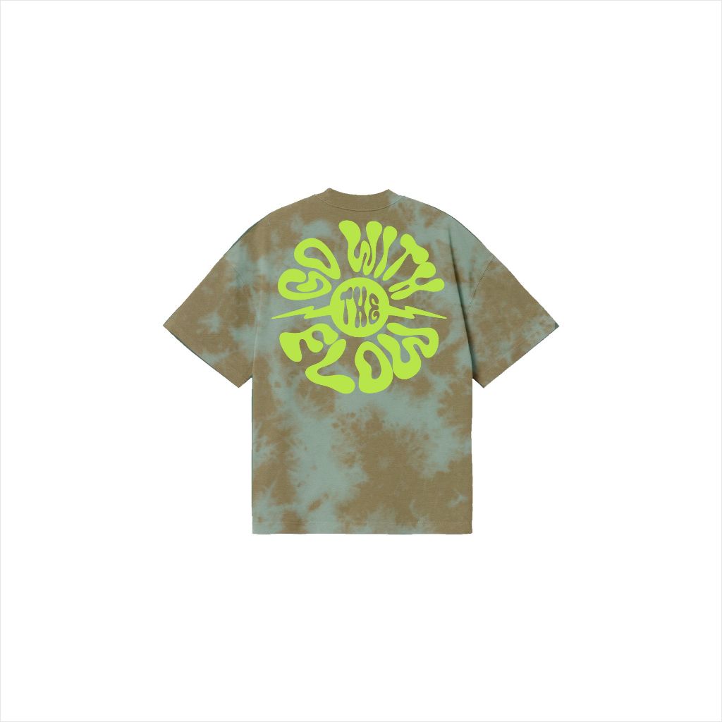 Ehad - tiedye hijau go with flow kaos / T-shirt oversize muslim