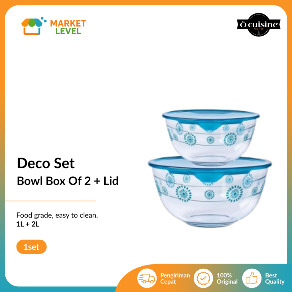 Ocuisine - Bowl Set With Lid - Deco Set of 2 bowls 179 1L + 180 2L