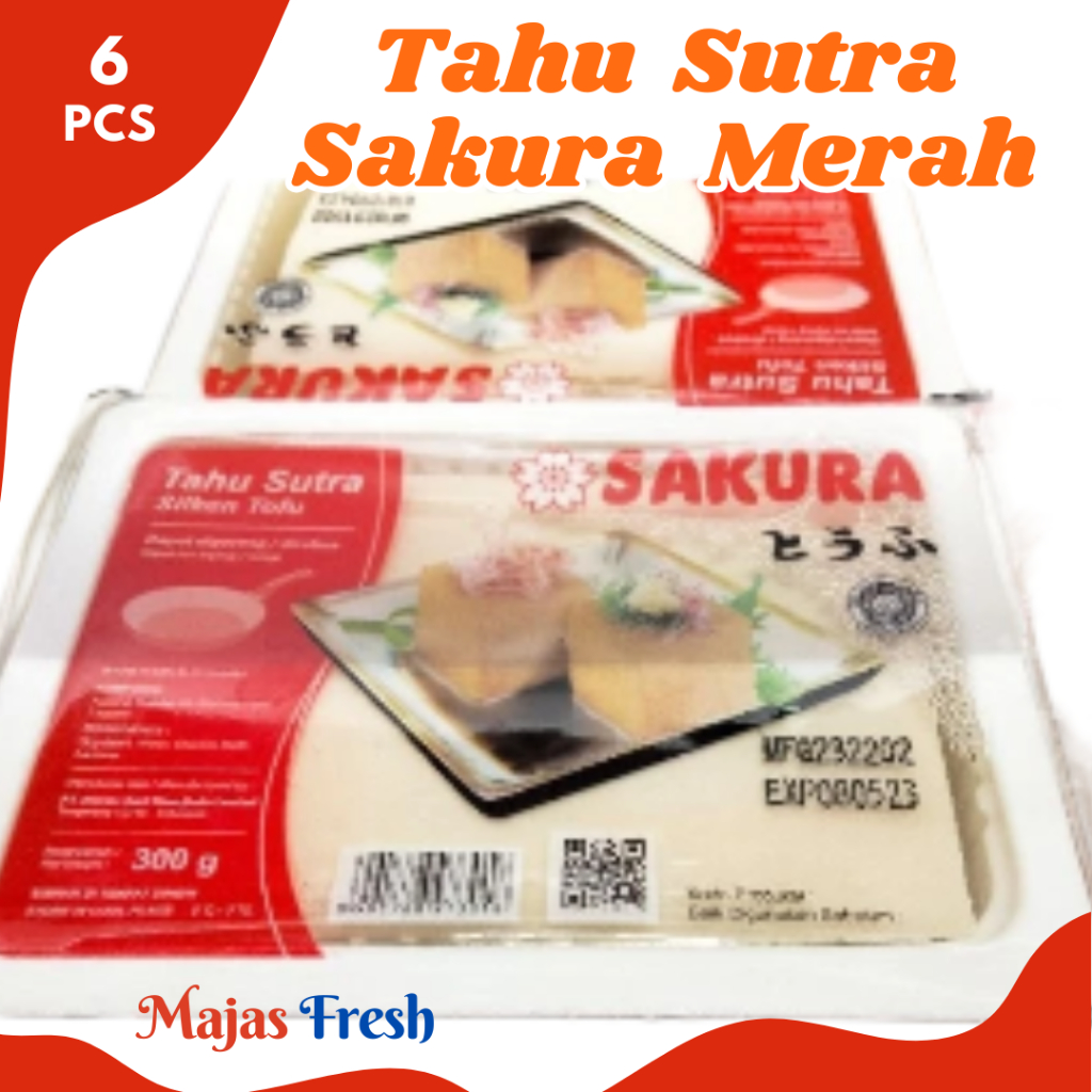 TAHU SUTRA SAKURA Silken Tofu Merah Segar - Tahu Sutera Sakura Putih Kotak Merah Fresh | isi 6 Pcs -