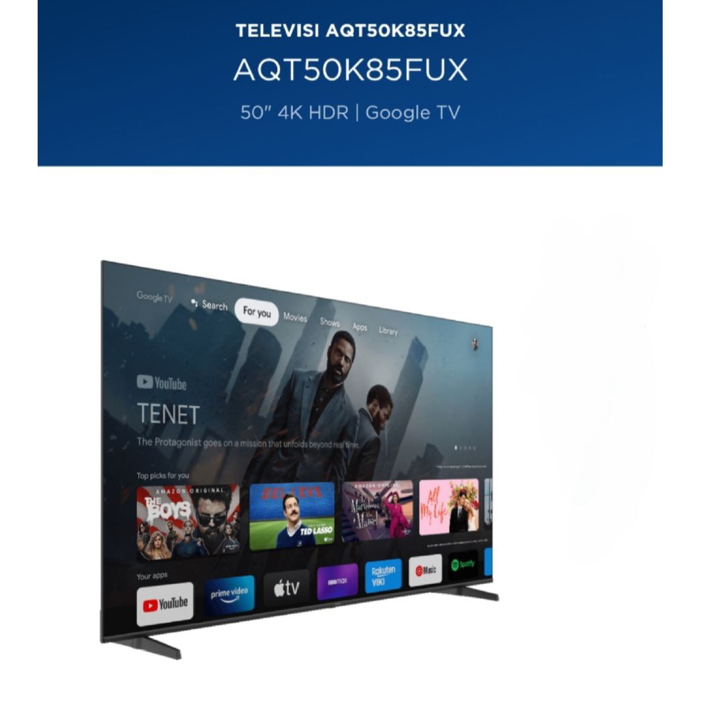 led 50" gogle tv AQUA AQT50K85FUX 50 inch garansi resmi promo