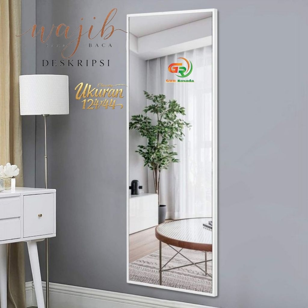 KACA CERMIN DINDING,CERMIN GANTUNG,CERMIN MIRROR prame asbak minimalis kecil UKURAN 124X44 GRATIS PA