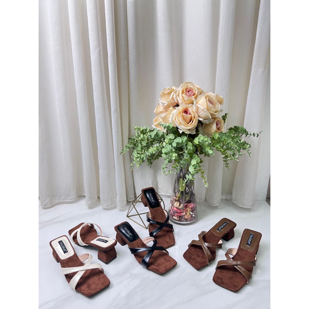 GWEN - SENDAL TALI TUMIT TAHU WANITA SIMPLE ELEGANT | sendal tumit tahu 3cm wanita simple