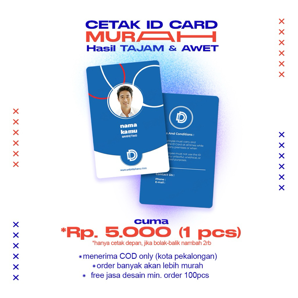 (2 SISI) ID Card Kartu Pelajar / Kartu Pertamina / Kartu Nikah / Kartu KIS bisa satuan by @dandystud