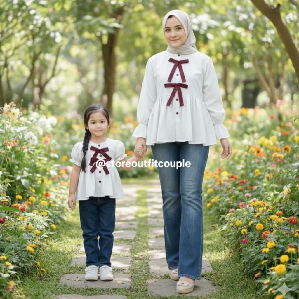 Anzani Couple Ibu Dan Anak Perempuan / Baju Couple Ibu Dan Anak Perempuan / Blouse Couple Ibu Anak P
