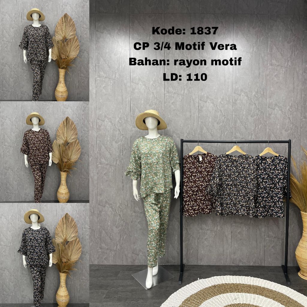 Setelan rayon AGNES CP, CPL3/3 standar & jumbo, baju tidur rayon adem motif/setelan rayon lengan