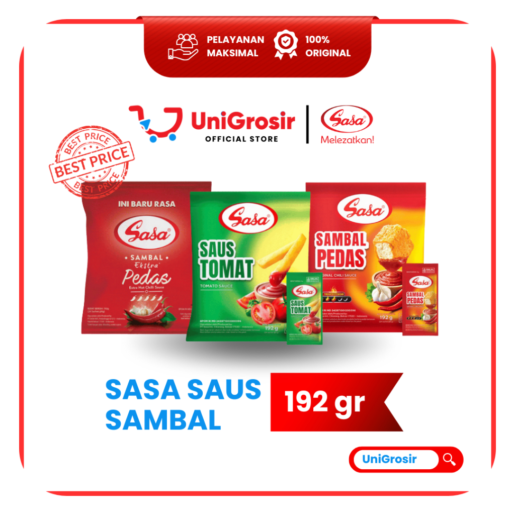 [UniGrosir] SASA SAUS TOMAT SAMBAL PEDAS EXTRA SAMBAL ASL SAOS ~ 24 Sachet