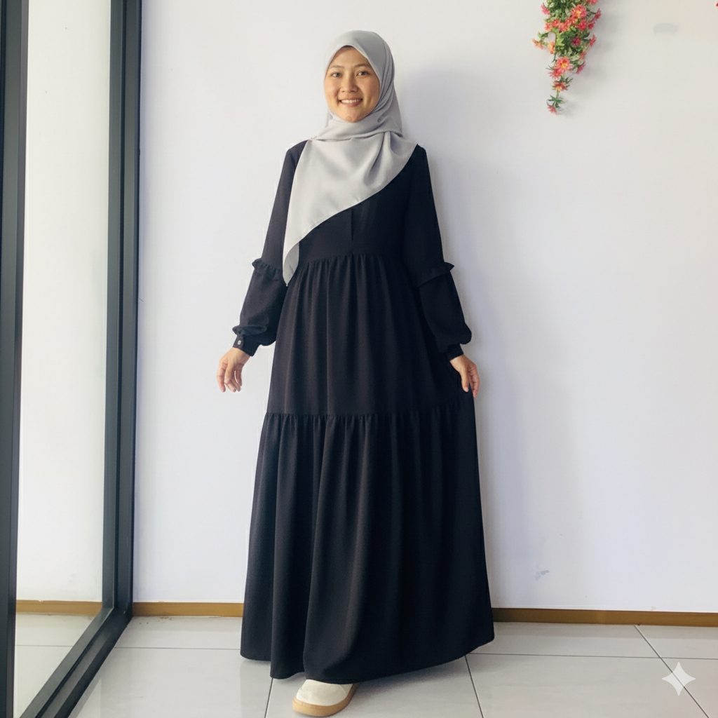 Gamis Crinkle Premium Gamis Polos Terbaru Lebaran 2026 Model Sekarang Busui Bahan Jatuh Size S M L