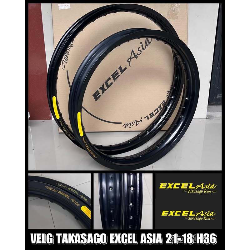 PROMO Velg Takasago Excel Asia Original Ring 21-18 Hole 36 Hitam - Set Depan Belakang