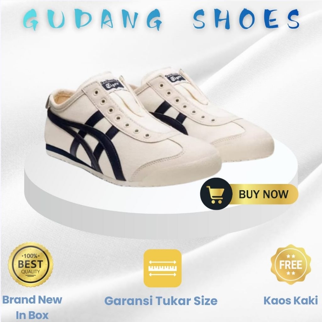 Sepatu Slip On Onitsuka Tiger Mexico 66 Midnight White Navy Sneakers Shoes