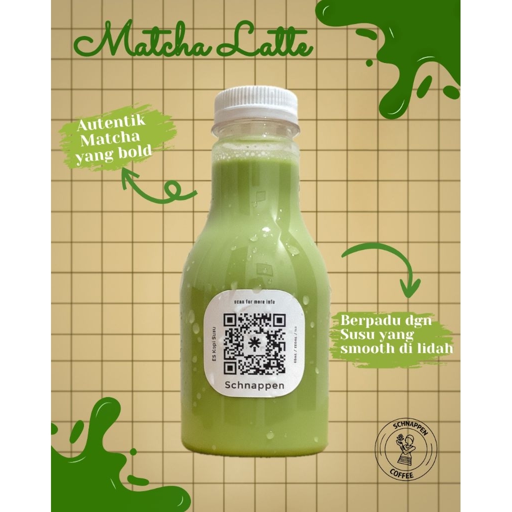 Schnappen Coffee Matcha Latte Premium 250ml Minuman Greentea Botolan Creamy