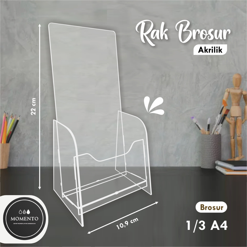 Tempat Brosur Akrilik/Acrylic Standing Leaflet Ukuran A4 Lipat 3 Rak Brosur Murah Ready Stock