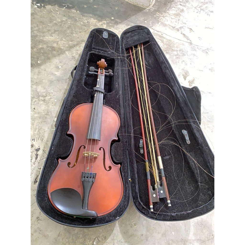 PL Violin / Biola Body Mulus (kawat dawai putus 1 dan rambut busur biola rontok)