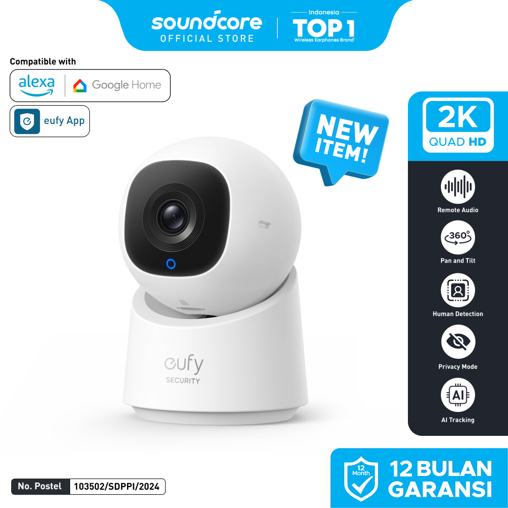 Eufy Security Indoor Cam C220 2K resolution Smart Security Camera With 360° Coverage, Human Detectio