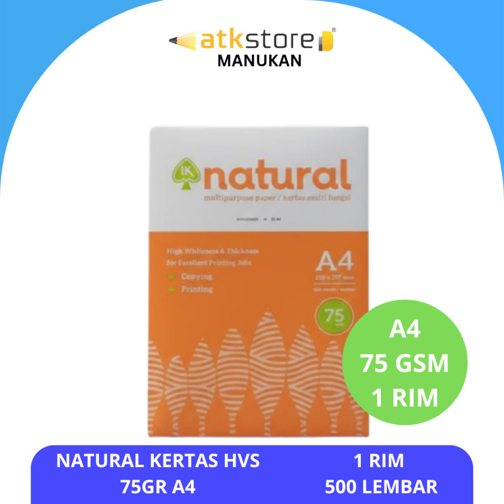 Kertas HVS Natural A4 75gsm – 1 Rim (500 Lembar) | HVS NATURAL