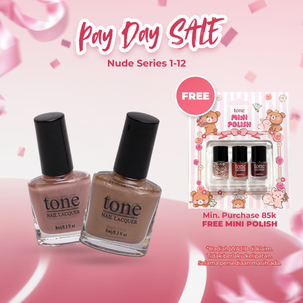 Tone Nail Lacquer Nude Series 1-12 | Kutek Nude | Cat Kuku | Nail Polish | Kutek Halal Muslimah