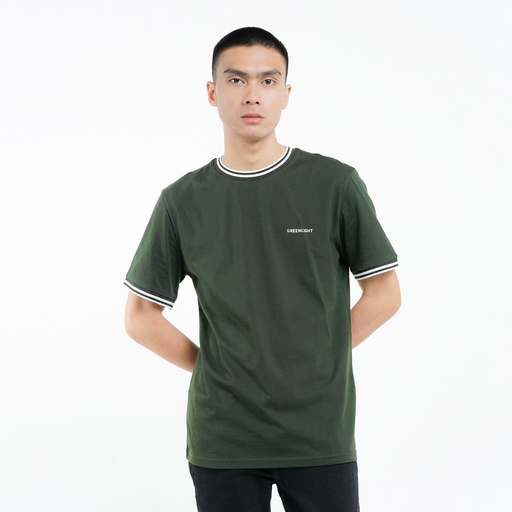 Greenlight Kaos Pria Lengan Pendek Rib Stripe  Regular Fit Katun Mark C081225
