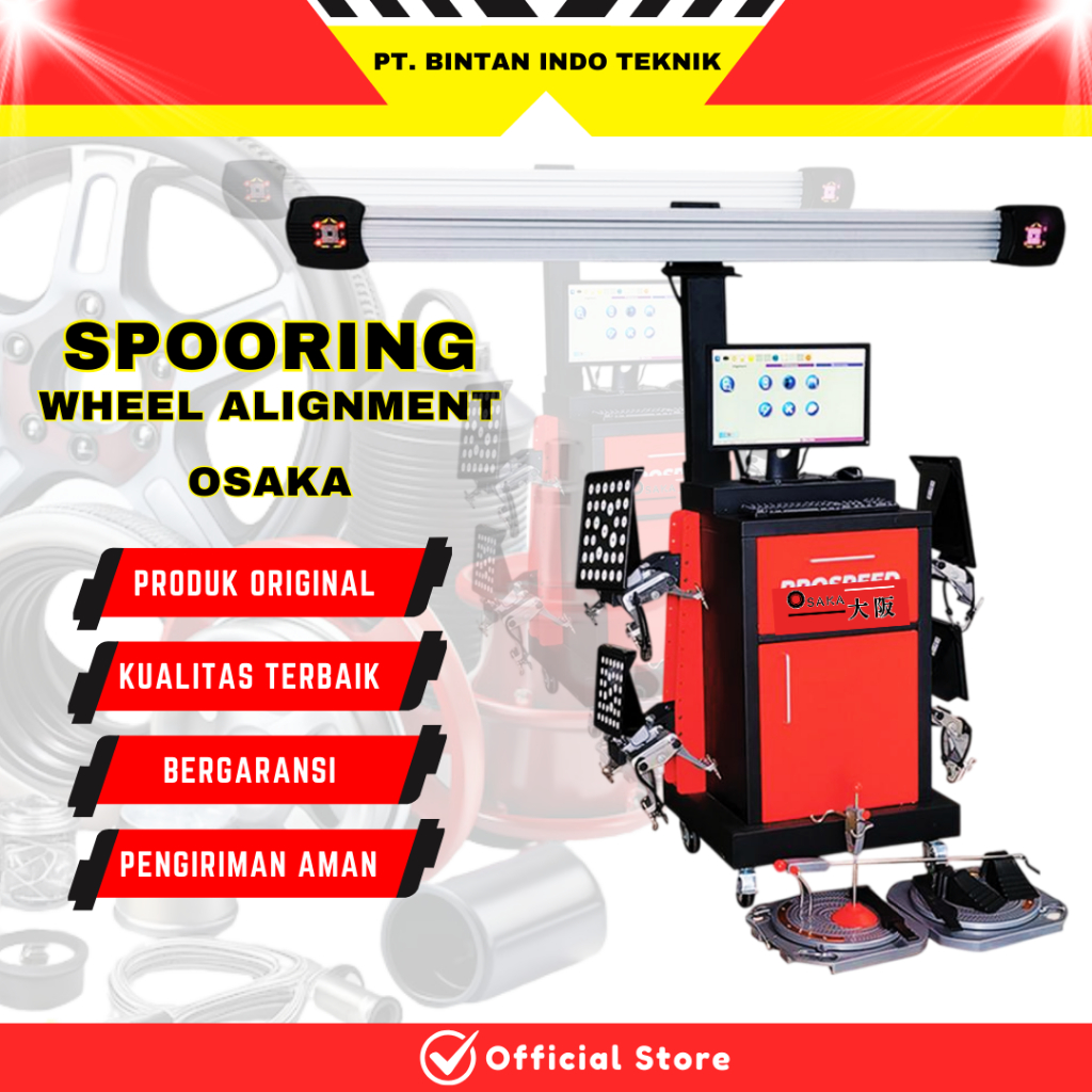 Osaka Industri Otomotif Mesin Wheel Alignment Bengkel Service Spooring Balancing Cek Kaki-Kaki