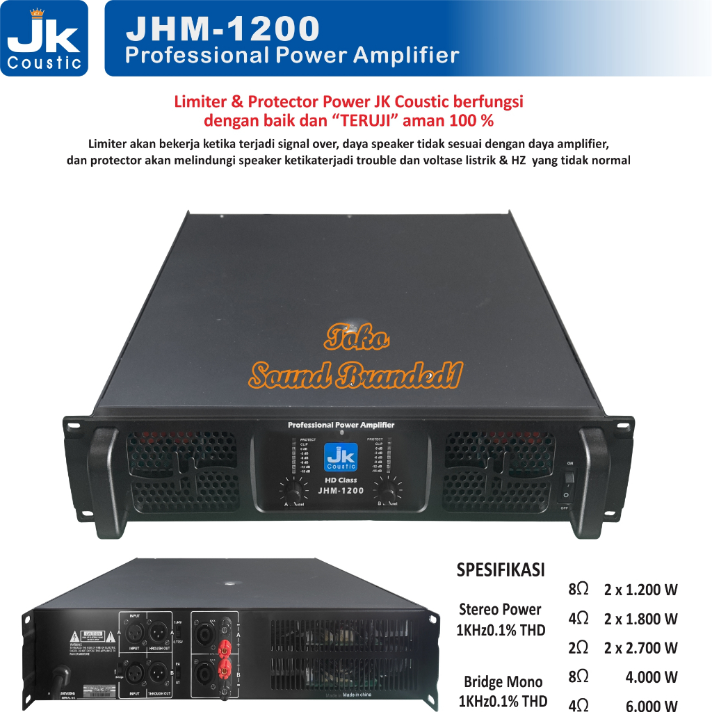 Power Amplifier Jk coustic JHM 1200 2x1200 watt