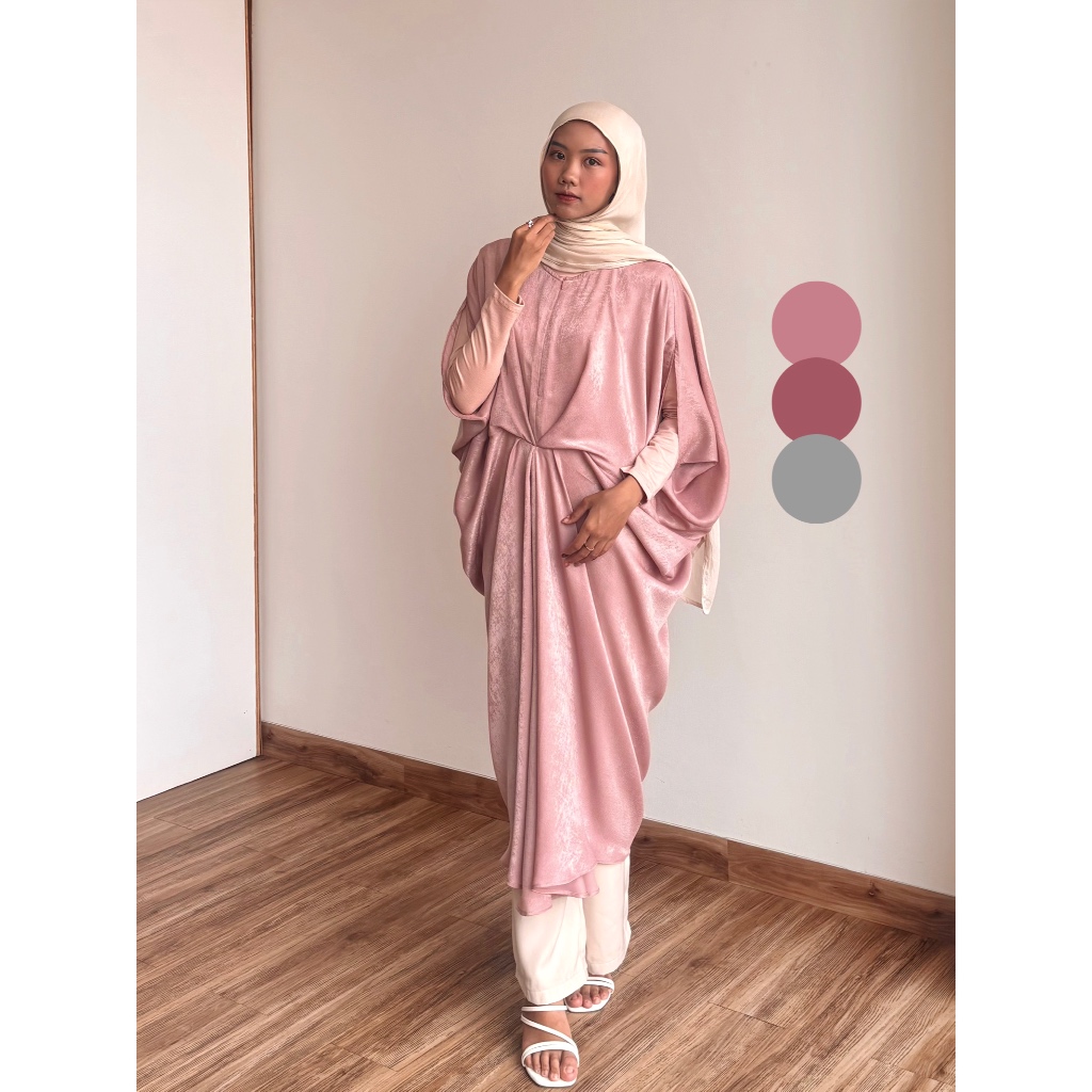 Benangsari Indri Kaftan Satin Dress Busui Lebaran