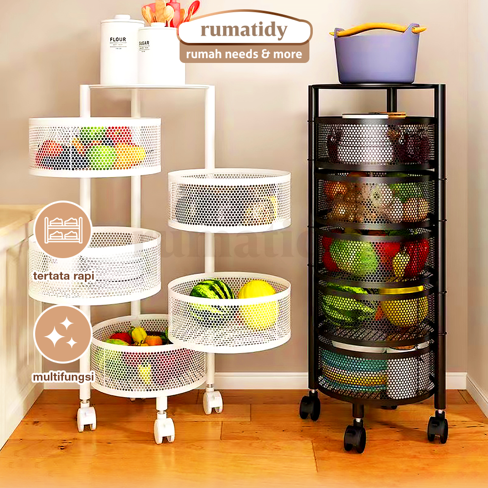 RUMATIDY - Rak Troli Besi 3-5 Tingkat Putar 360° Multifungsi Minimalis