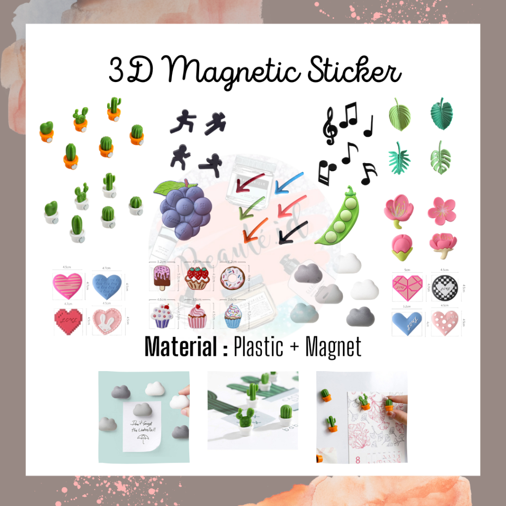 1 Set Tempelan Kulkas Magnet Kulkas Song Daun Cloud Dekorasi 3D Sticker Magnetic Tempel Memo Note di