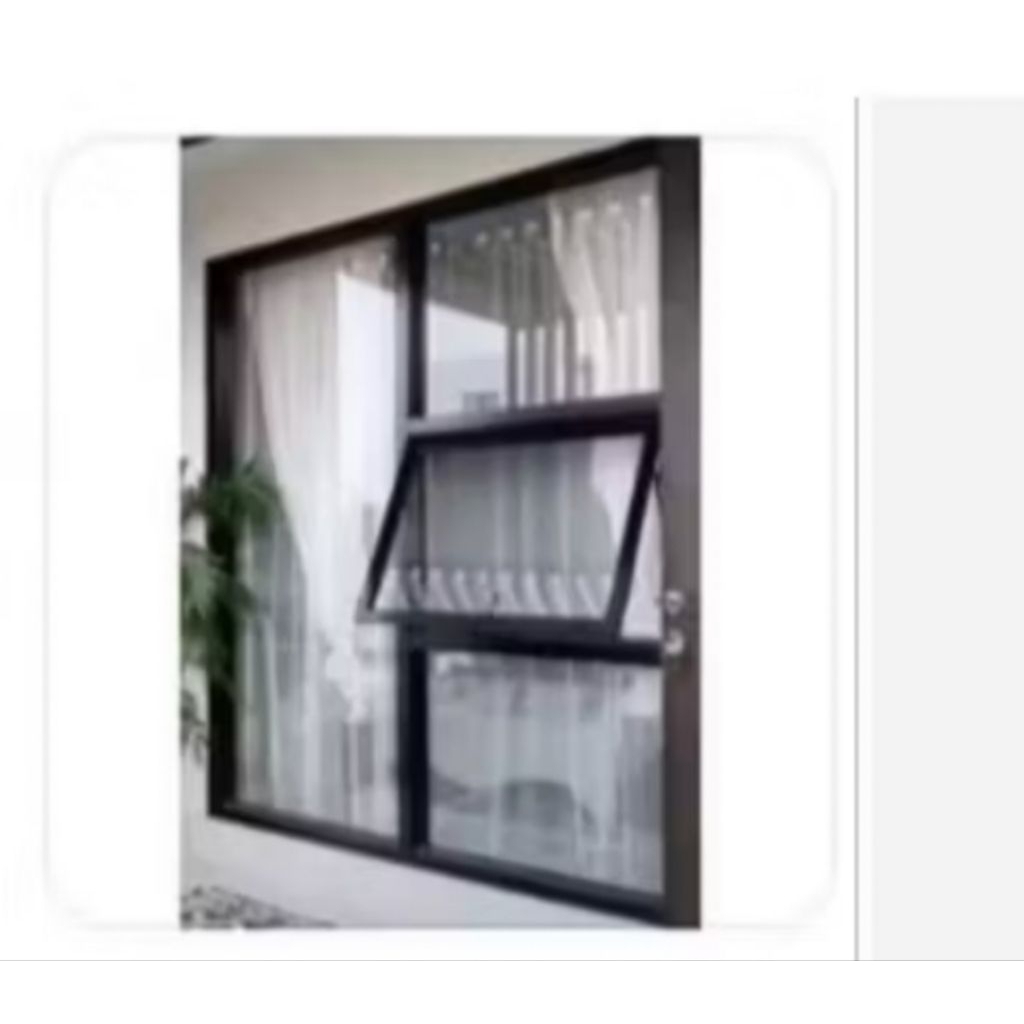 jendela alumunium kombinasi kaca mati kusen 3in bisa castem ukuran free packing kayu