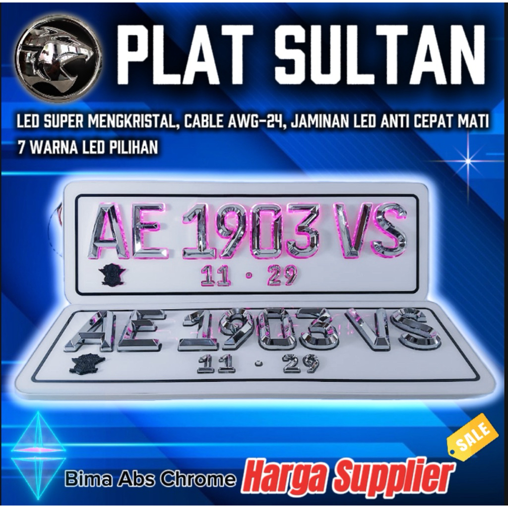 Plat Nomor Led Sultan, plat nomor timbul murah, plat nomer timbulan, plat nyala, plat led pyramid, p