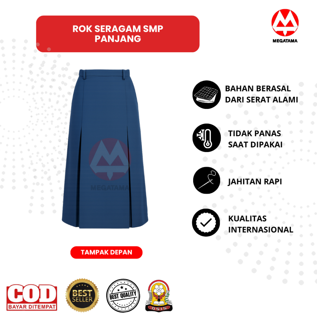 SERAGAM SMP PUTRI | ROK SERAGAM SMP PANJANG | ROK SERAGAM SMP KUALITAS PREMIUM
