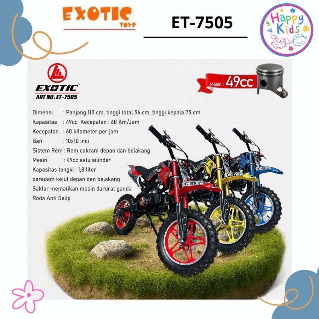 EXOTIC MOTOR TRAIL ET-7505 MINI TRAIL BENSIN MOTOR AKI ANAK