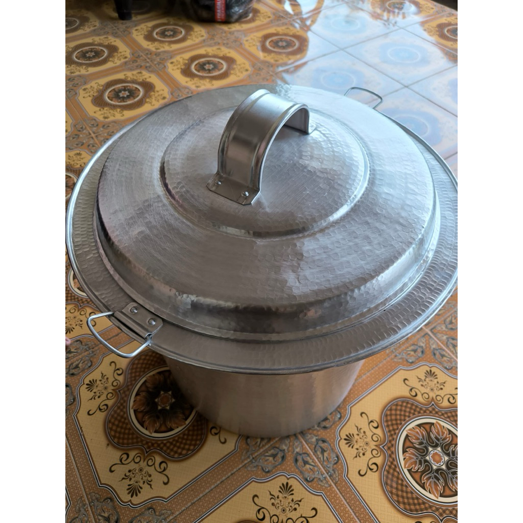panci dandang mie ayam 40 cm alumunium tempa tanpa sambungan handmade tebal anti karat