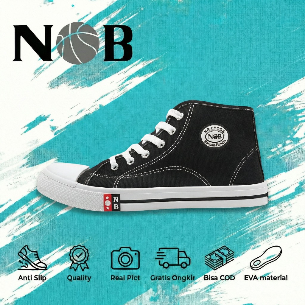NOB Sepatu kanvas model tinggi, sepatu pelajar, sepatu kasual, ukuran 29-43, GY-001, GY-101